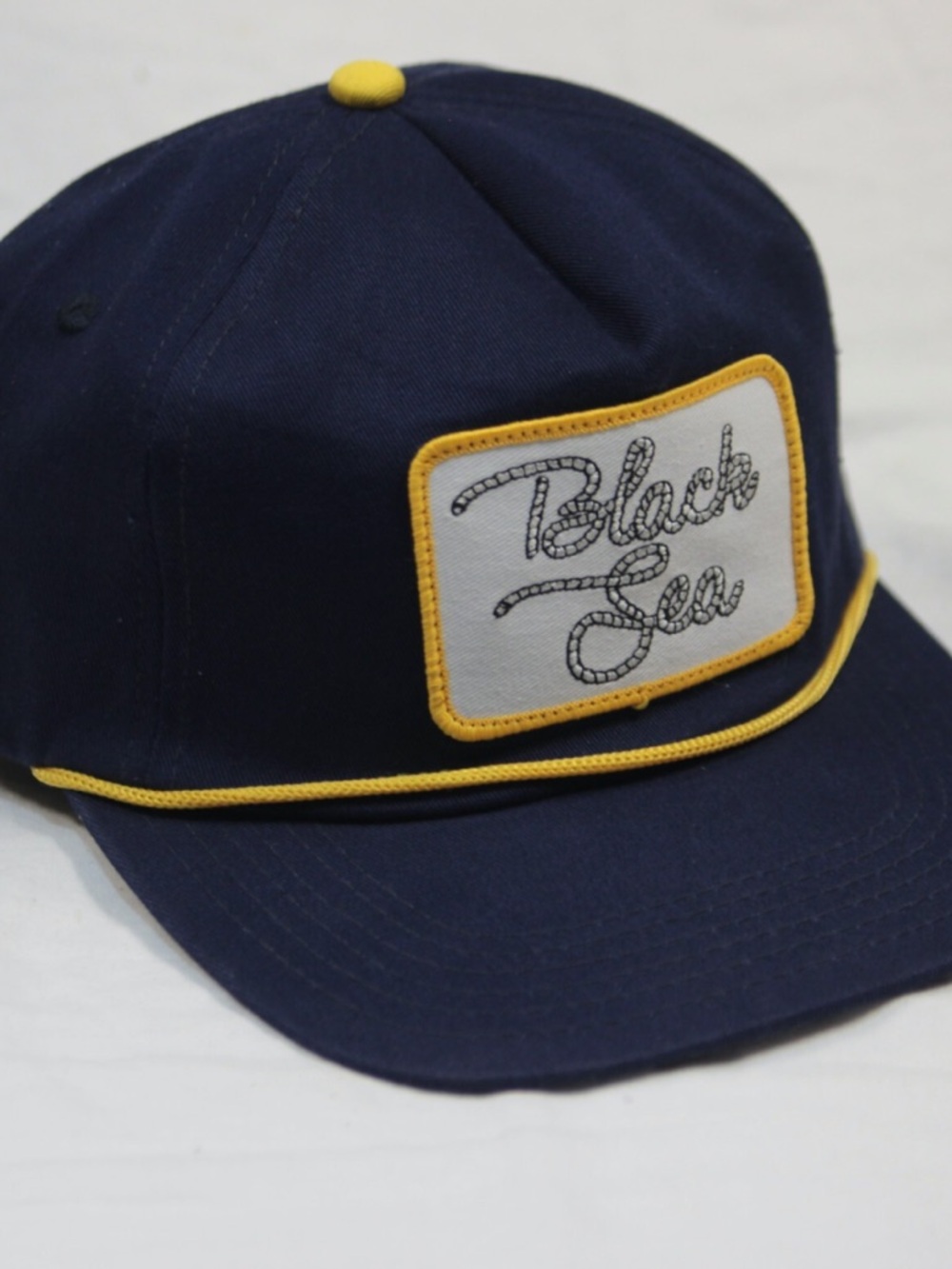Jacks Surf Navy "Black Sea" Patch Hat with Yellow Trim